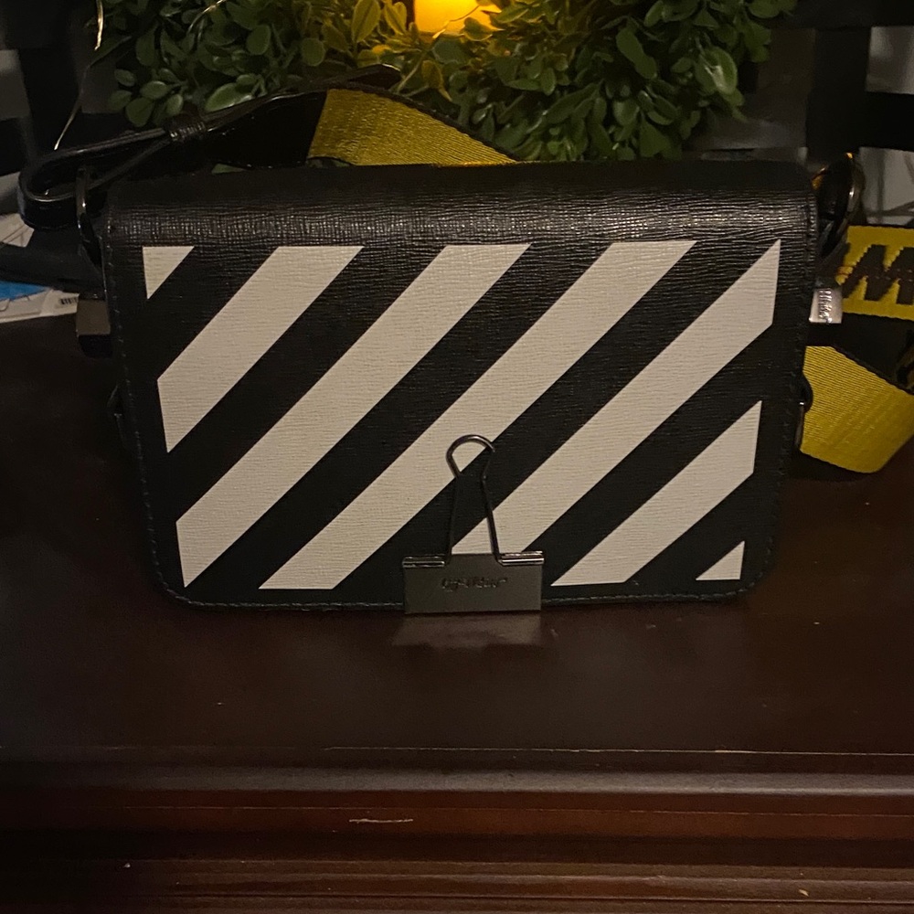 Black and White Striped Women's Bag